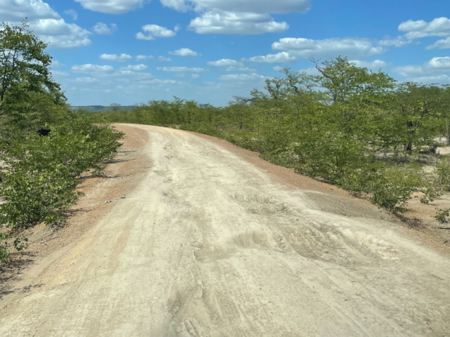 ... getrocknete holprige Schlammpiste ...